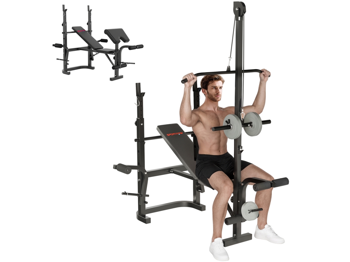 Banco Musculação Suporte Barra Extensão Pernas Bíceps Crucifixo Treino Academia