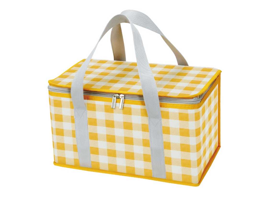 Bolsa térmica térmica de gran capacidad, impermeable, multifuncional, duradera, portátil, para picnic, oficina, amarilla y blanca.