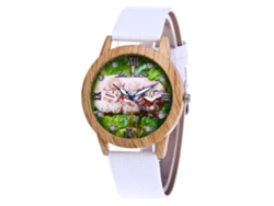 Reloj De Pulsera Analógico De Cuarzo Zhoulianfa De Estilo Retro Con Correa De Cuero Blanco, Unisex.