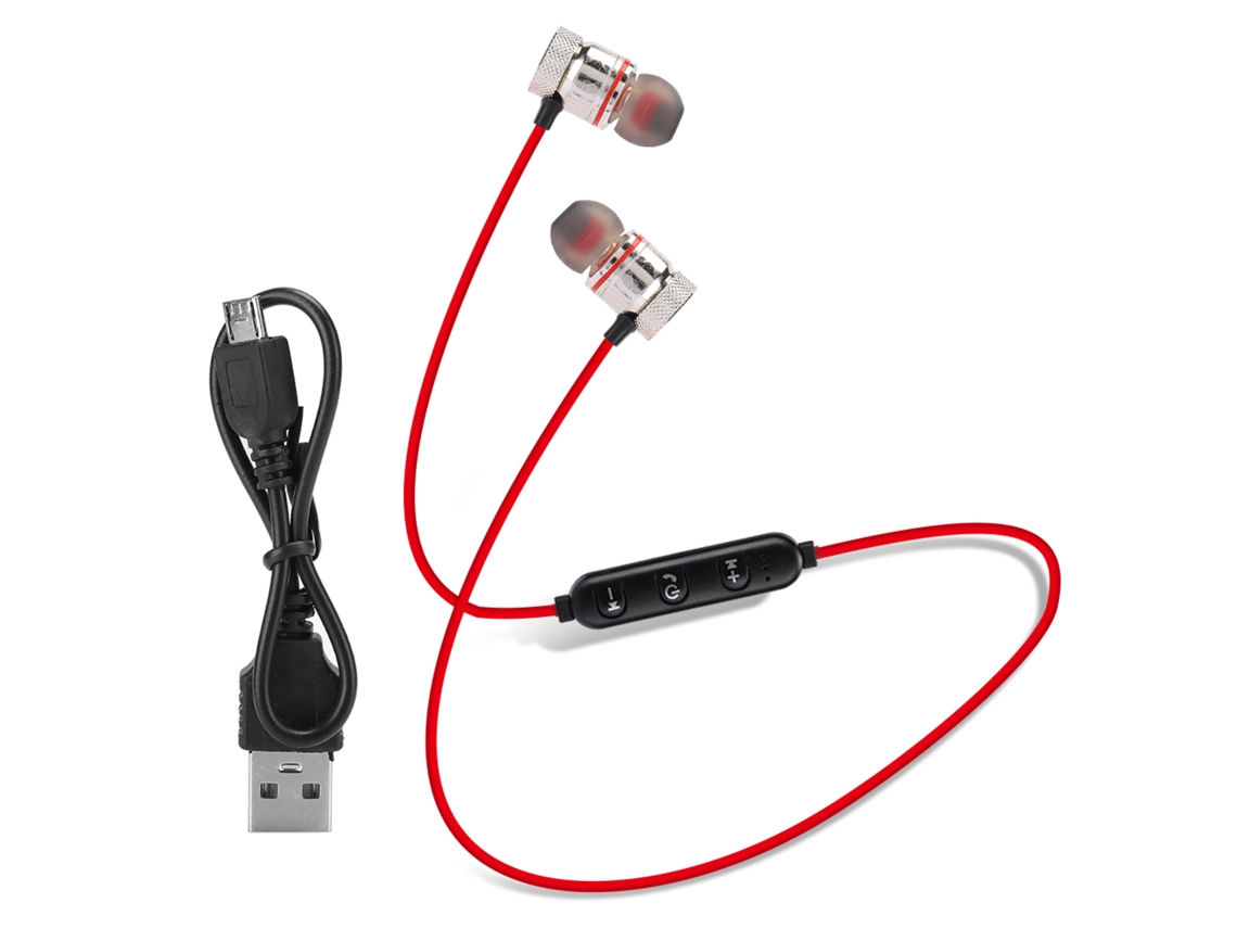 Auriculares Inalámbricos Bluetooth Intrauditivos Con Cancelación De Ruido Para Deportes, Diseño Ergonómico, Color Rojo.