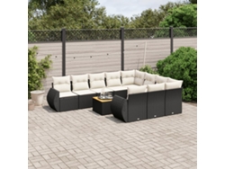 Conjunto de sofás de jardín de 11 piezas DKD Home Decor con cojines de mimbre negros