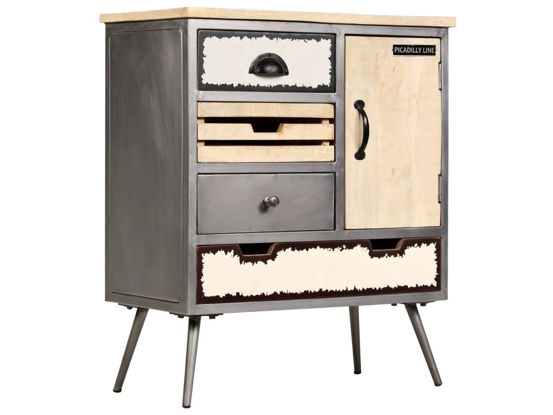 Aparador De Madera Maciza De Mango Y Acero 65x33x76 Cm
