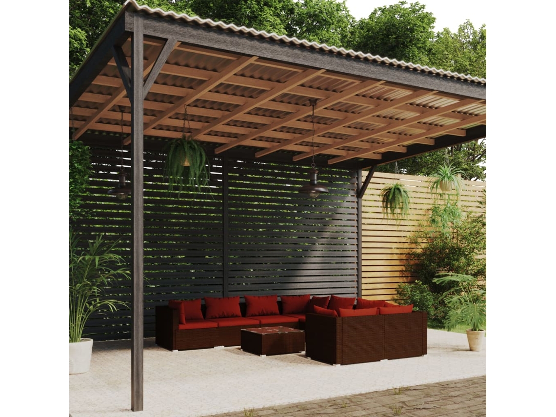 Conjunto de jardín de 9 piezas con cojines de mimbre marrón de DKD Home Decor