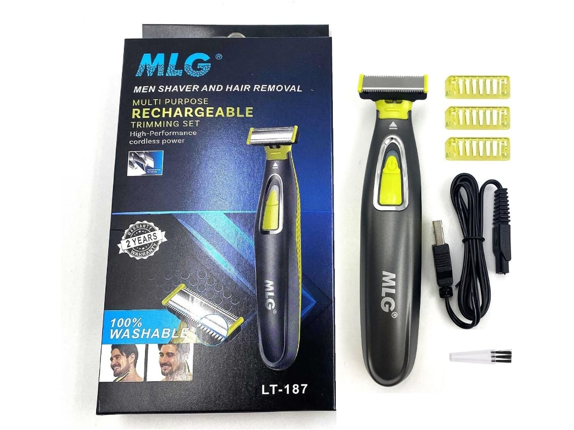 Inalámbrica Inalámbrica Mlg Lt 187 Inalámbrica Barba Recortadora para vello facial y corporal para hombres Cojín reutilizable Nuevo, nuevo