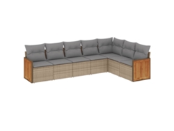 Conjunto 7 sofás de jardín VIDAXL y cojines ratán sintético beige