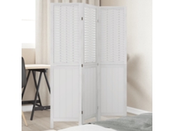 Biombo Separador De 3 Paneles Madera Maciza Paulownia Blanco