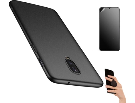 Kit Carcasa Y Protector Oneplus 6T Ultimatte Turtleshell Y Popsocket Negro