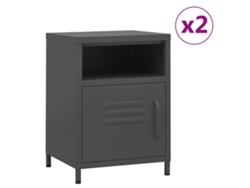 Mesitas de Noche LOVELY HOME Mesinha 2 Pcs 35X35X51 Cm Aço Antracite