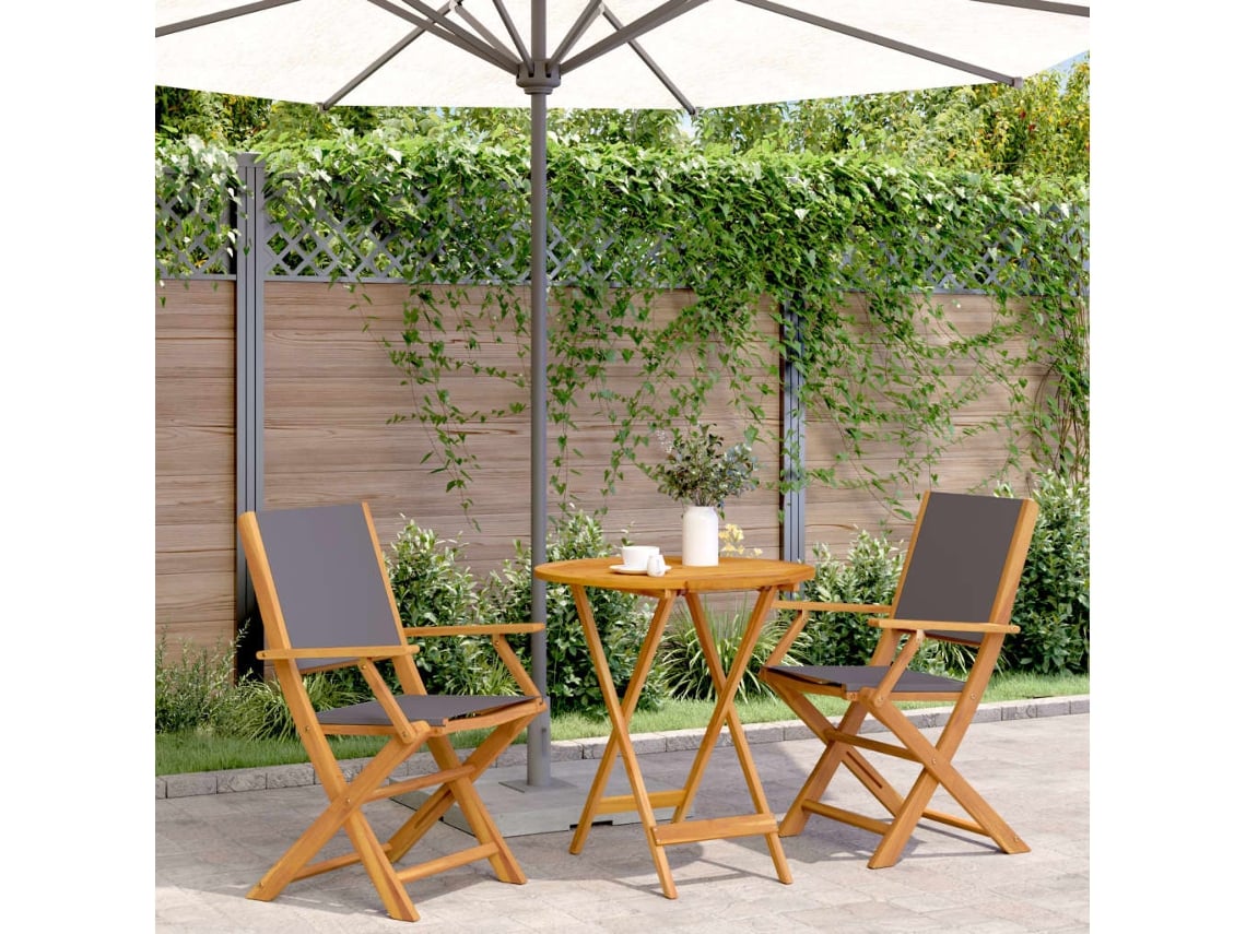 Conjunto de bistró de tela y madera maciza antracita Dkd Home Decor