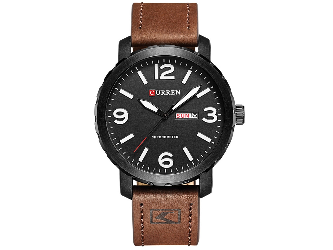 Reloj De Pulsera De Aleación De Cuarzo Analógico Con Dial Redondo Y Fecha Negro Y Amarillo