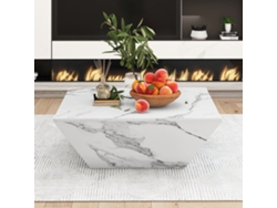 Mesa Centro Tambor Trapezoidal Mármol Blanco 70×70×37