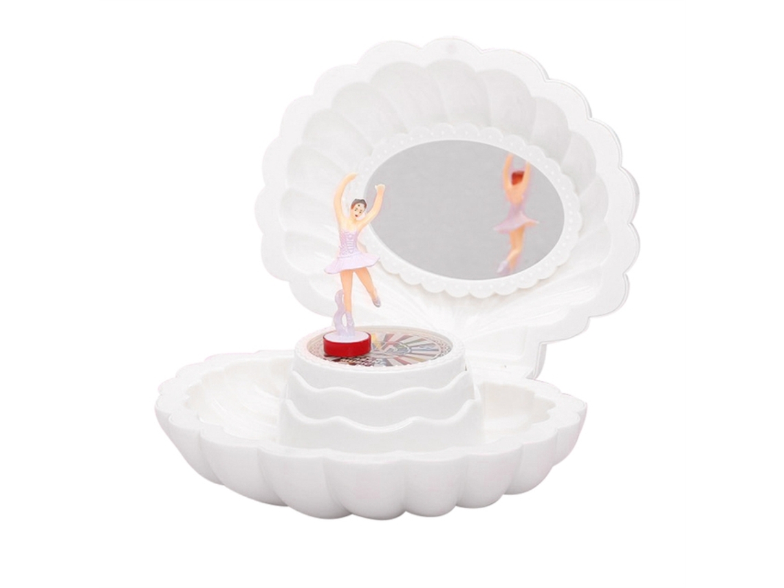 Caja de música de muñeca de ballet con espejo y almacenamiento de joyas