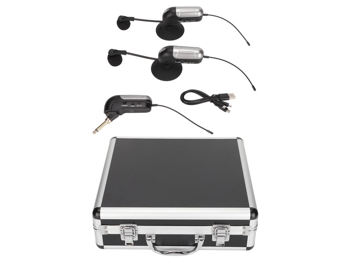 Micrófono Inalámbrico Para Instrumentos 1 Para 2 Uhf Clip Micrófono Condensador Antichoque Reducción De Ruido