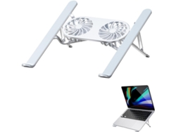Enfriador Notebook Plegable, 2 Ventiladores Silenciosos, Altura Ajustable, Led, 10-15.6"