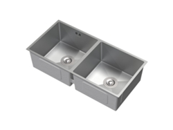 Fregadero doble acero inoxidable con cubeta encastrada plata desagüe rebosadero 81,5x40 cm ML-DESIGN