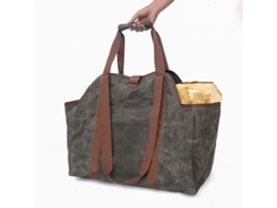 Rebe - Bolsa de lona encerada para transportar leña, impermeable, ideal para chimeneas exteriores y fogatas.