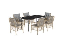 Maison Exclusive - Set Comedor De Jardín 7 Pzas Con Cojines Ratán Sintético Beige