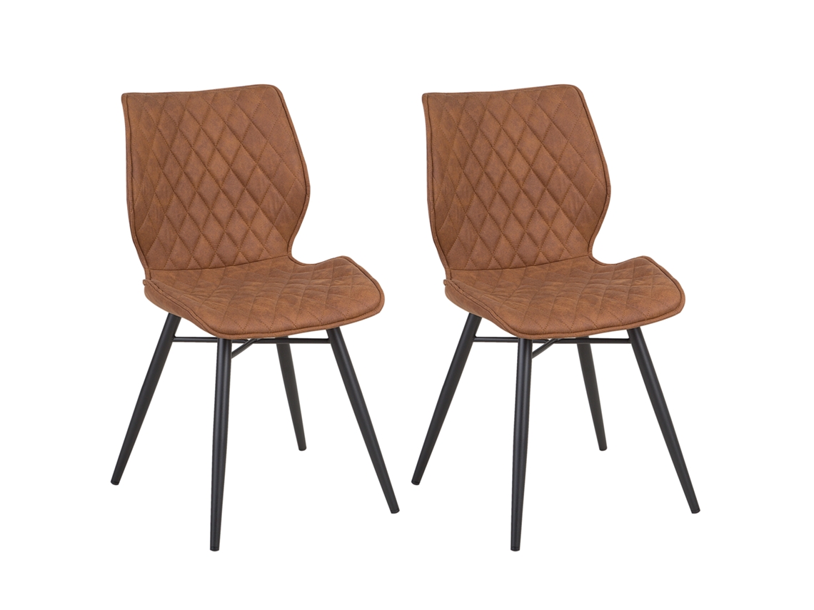 Conjunto de cadeiras acolchoadas BELIANI Lisle de Poliéster Castanho 44x56x86