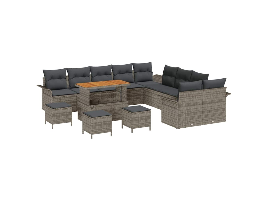 Maison Exclusive - Conjunto De Sofá De Jardín Con Cojín Con Almohada 14 Pcs Gris