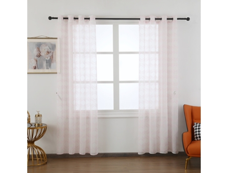 Cortina luminosa estampada con farol 140 x 260 cm Rosa - Individual