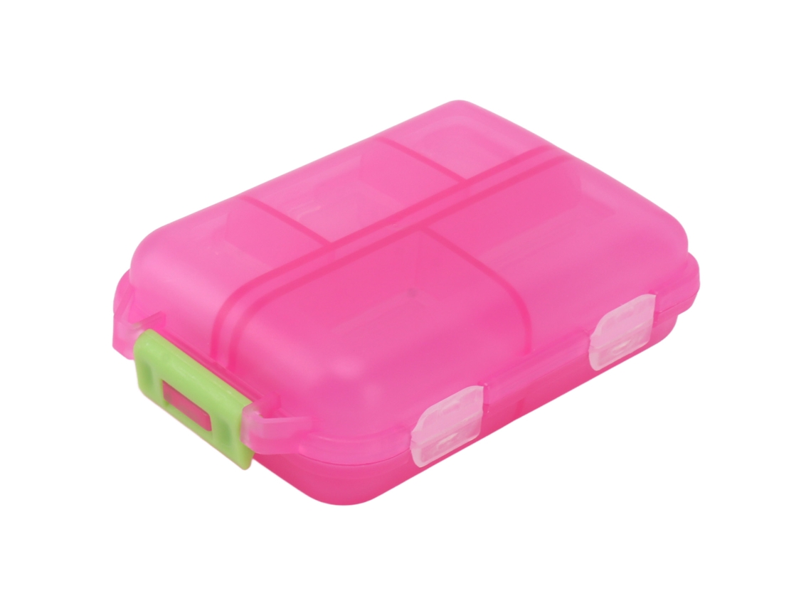 Caja De Plástico Impermeable Para Medicamentos Con 10 Compartimentos, Bandeja Portátil, Color Rosa.