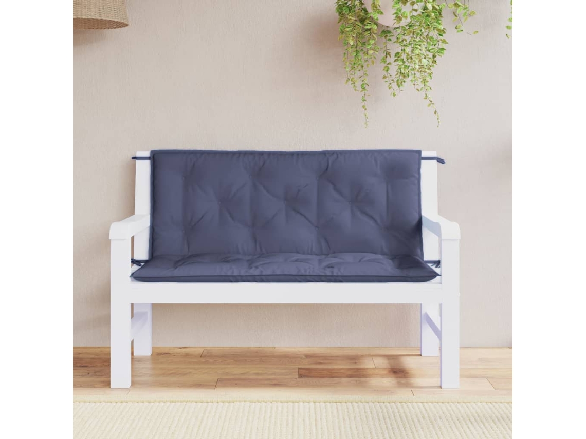 Cojines para banco de jardín 2 piezas 120x50x7cm Oxford azul marino Dkd Home Decor