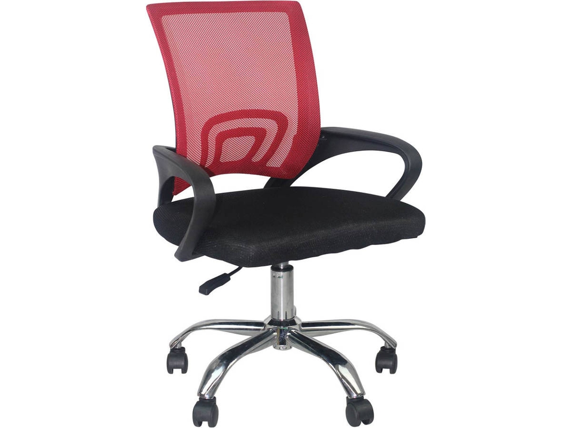 Silla de Oficina THINIA Negro y Rojo (Brazos Fijos - Plástico, Acero, Tela)