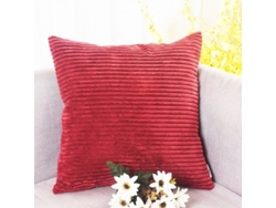2026-41225-funda De Almohada De Terciopelo Rayado Suave Decorativa Para Sofá Cama, Set De 2, 45x45cm, Rojo Oscuro