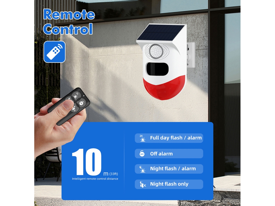 Sensor De Movimiento Pir Solar Wifi Tuya, Sirena Estroboscópica De 120 Db, Resistente Al Agua Ip67
