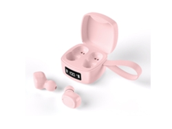Fone De Ouvido Bluetooth Sem Fio Com Redução De Ruído E Display Digital Mini Para Esportes Rosa