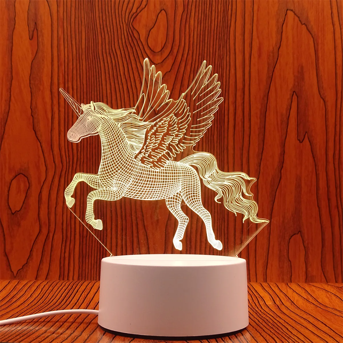 (luz Cálida) Lámpara De Noche Led Usb 3d De Acrílico, Decoración Para El Dormitorio.