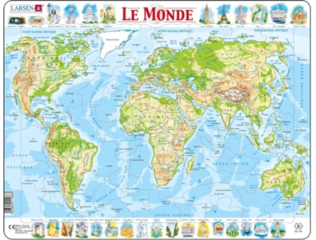 Puzzle LARSEN LA-K4-FR Puzle de fotograma 80 pieza(s) Mapas