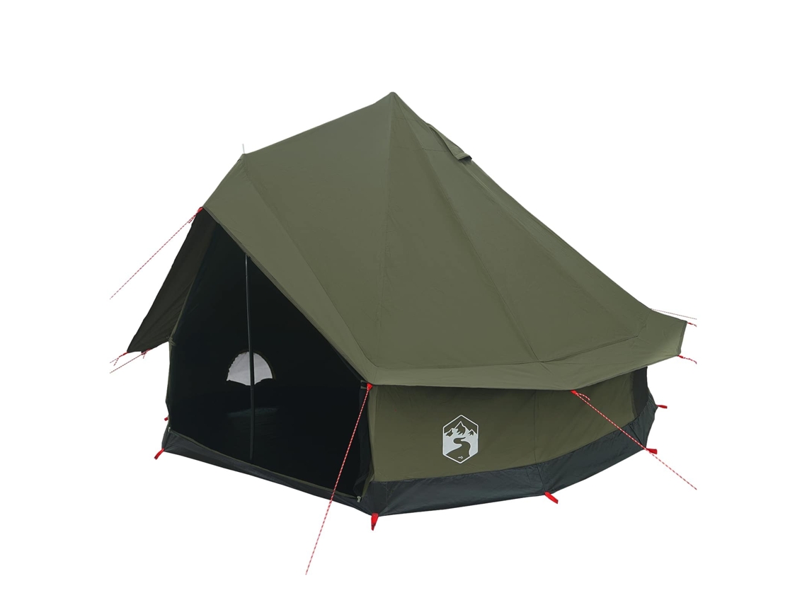 Tienda de campaña familiar Vidaxl verde militar para 6 personas - Polialgodón