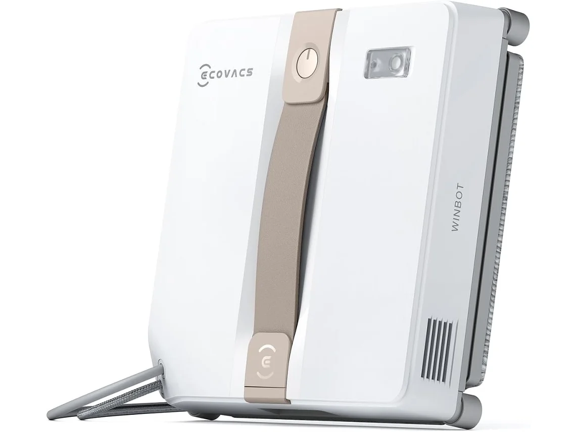 Robot Limpiacristales Ecovacs Mini, Boquillas Dobles Atomización Ultrasónica, Protección 9 Etapas, Planificación Trayectoria, 3 Modos Limpieza, Beige