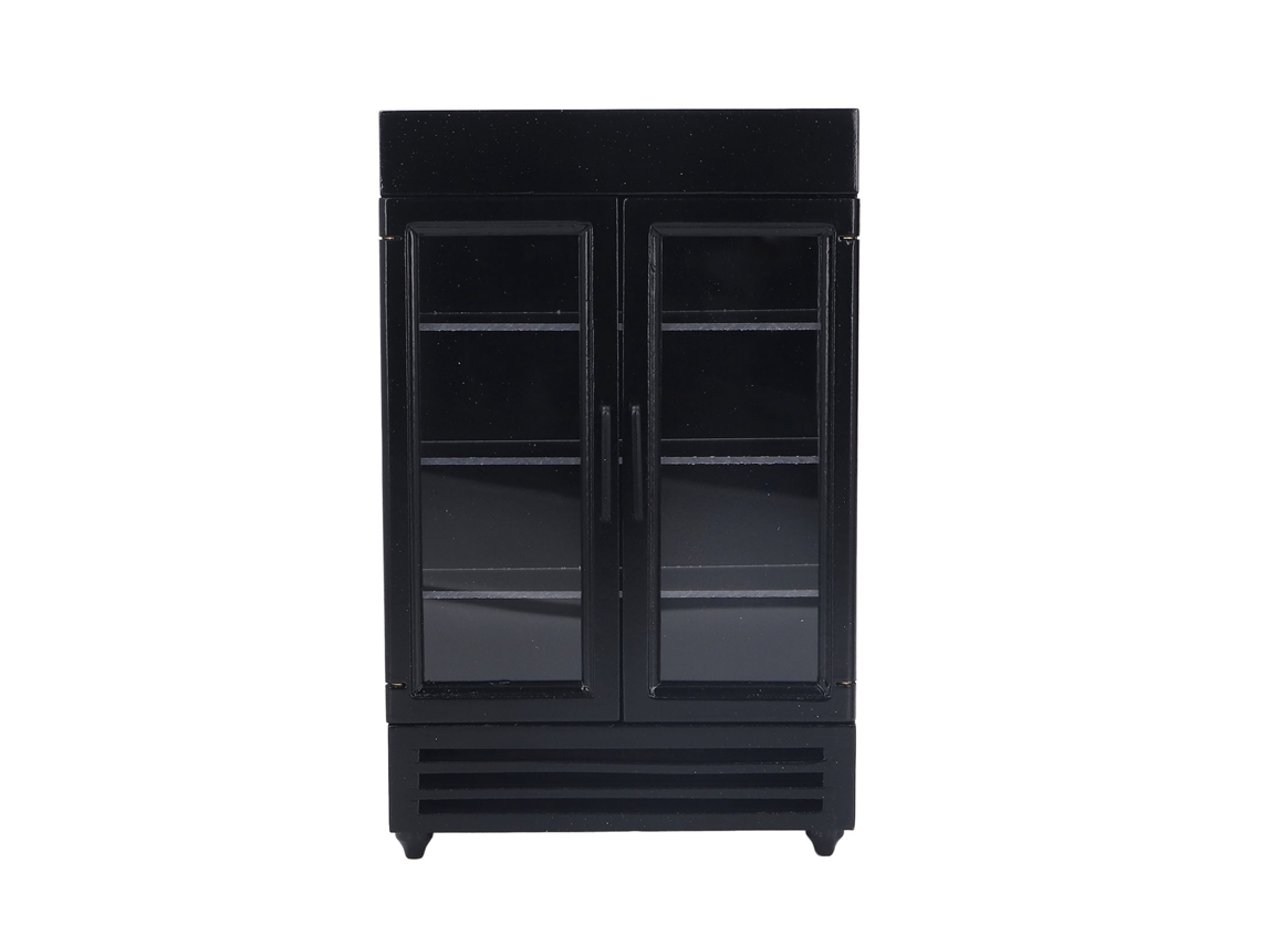 -nevera De Muñecas Simulada Exquisita Portátil Miniatura De Madera Para Casa De Muñecas 1:12 Negra