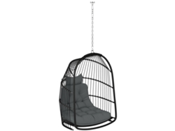 Silla Colgante Con Cesta Plegable De Poliratán, Capacidad De 150 Kg, Gris Oscuro.