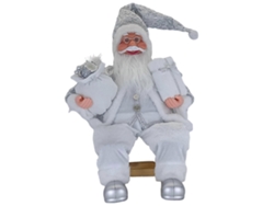 Rebe-papá Noel Sentado 50cm, Deco Navideña De Alta Calidad, Regalo Y Decoración Para Hogar Plata