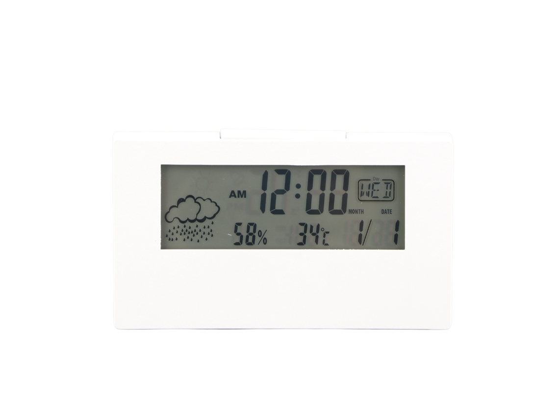 Reloj despertador digital LCD, diseño sencillo, termómetro e higrómetro para el hogar, el dormitorio, la escuela y la oficina.