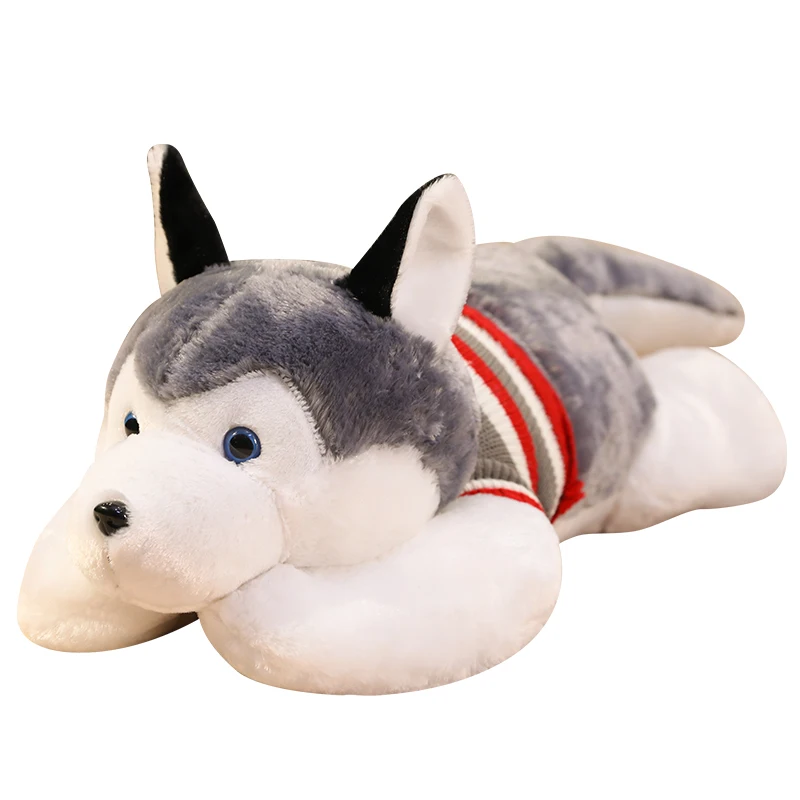 (100 Cm) Peluche Extragrande Para Abrazar Con Forma De Perro, Almohada Larga De Husky Rellena De Suave Material