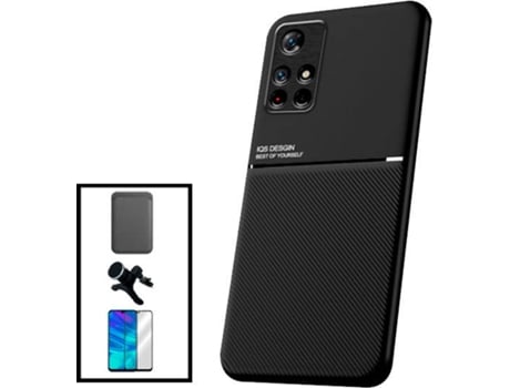 Kit Funda Magnetic Lux, Magnetic Wallet, 5D Full Cover, Protector de Cámara Trasera y Soporte Magnético de Coche Reforzado Xiaomi Poco M4 Pro 5G PH...