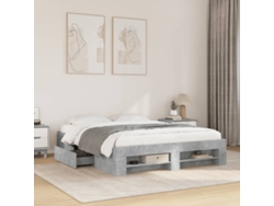 Estructura De Cama Sin Colchón Gris Hormigón 160x200 Cm