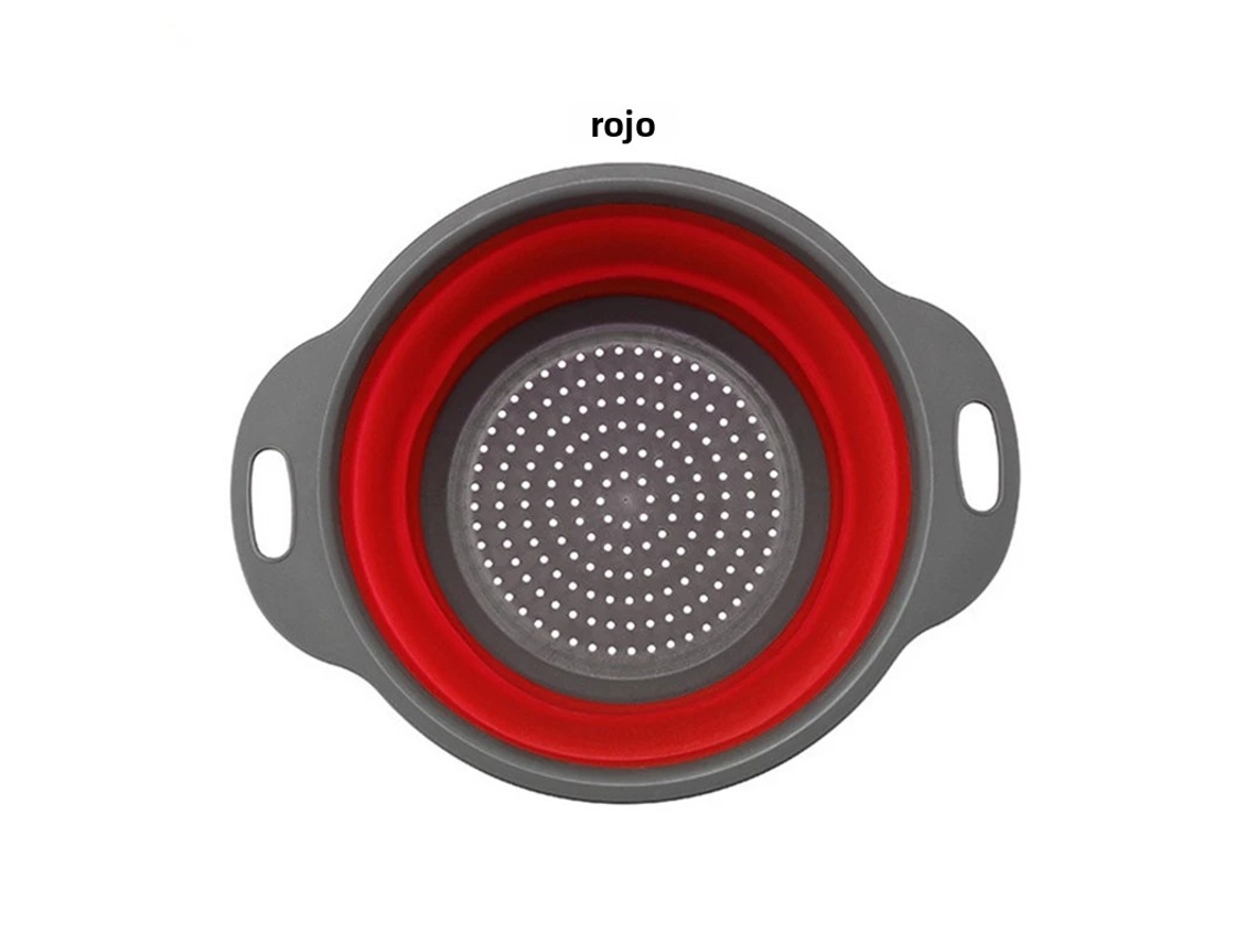 (rojo L) Cesta De Drenaje De Silicona Redonda Plegable, Se Puede Utilizar Como Canasta De Lavado, Filtro Y Escurridor.