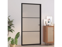 Puerta Interior 102,5x201,5 cm Cristal Esmerilado y Aluminio Negro LOVELY HOME