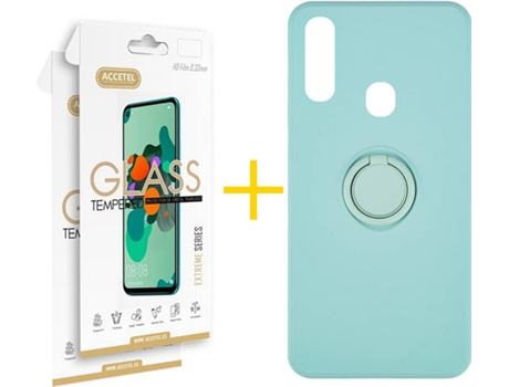 Carcasa + 2 Protectores de Pantalla para Samsung Galaxy A20e ACCETEL Verde Agua