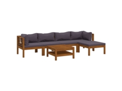 vidaXL Muebles de jardín 6 pzas cojines madera maciza de acacia