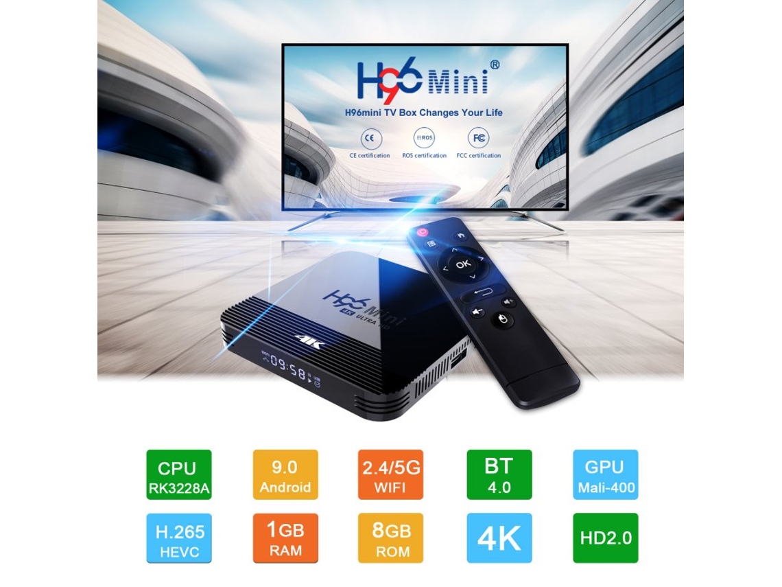 Box Smart Tv Rk3228a H96 Mini H8 Android 4k Hd Enchufe de la UE