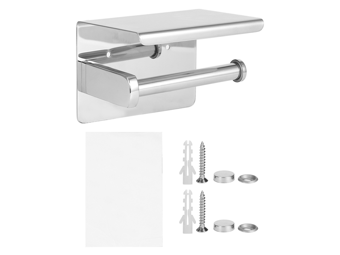 Portarrollos De Papel Higiénico De Acero Inoxidable Con Estante Para Montaje En Pared, Baño - Fácil Instalación, Moderno