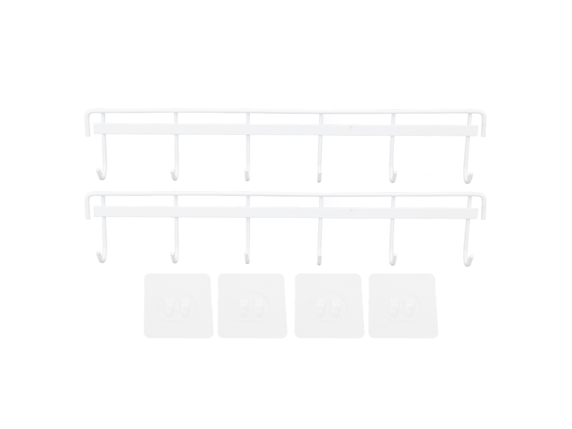 2 Percheros De Pared De Acero Inoxidable 304 Con 6 Ganchos Para Abrigos, Toallas Y Sombreros - Blanco
