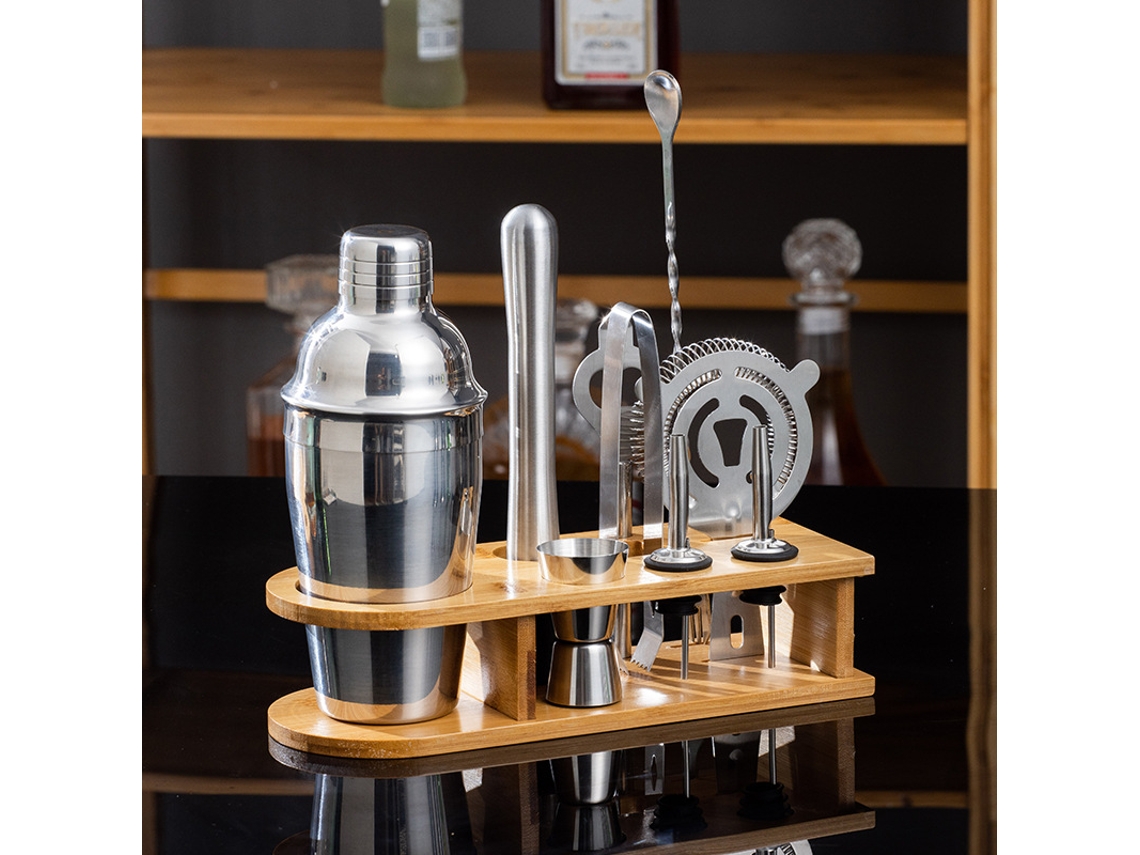 Juego De Coctelera Profesional De 10 Piezas De Acero Inoxidable, Herramientas De Barman Para Mezclar Bebidas (550 Ml) Gertiz