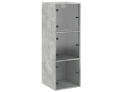 Maison Exclusive - Mueble De Pared Puertas De Vidrio Gris Hormigón 35x37x100 Cm
